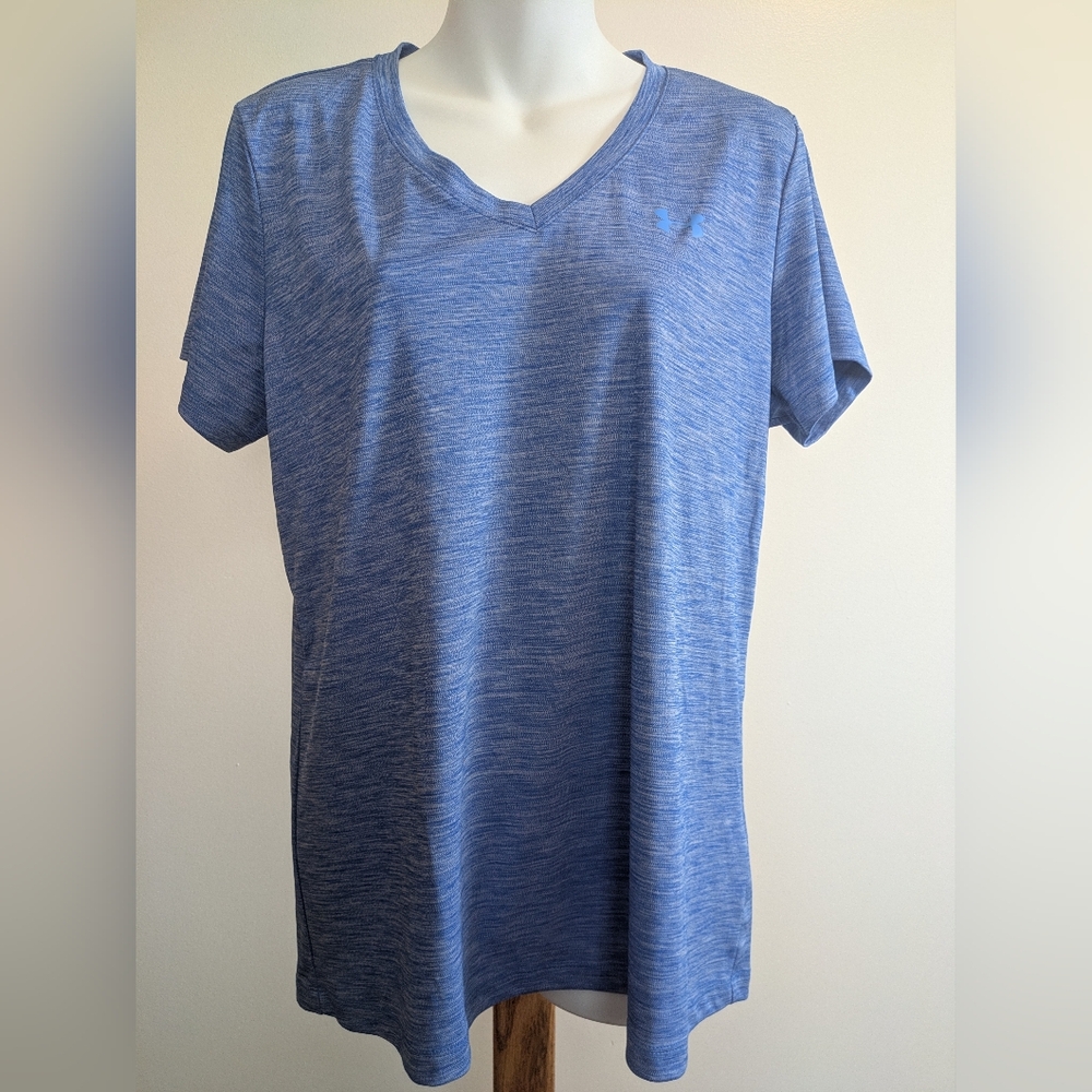 Under Armour Loose Fit HeatGear Women's Short Sleeve Heather Blue Tee